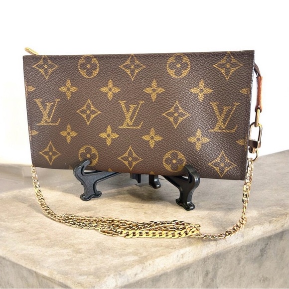 Vintage LOUIS VUITTON Monogram Women’s Bucket Pouch GM Brown, Beige Authentic - Picture 6 of 17